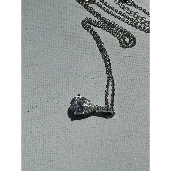 Vintage Sterling Silver Cubic Zirconia Pendant - 18 inch - Picture 5 of 8